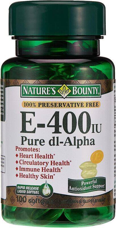 

Nature's Bounty Vitamin E, 400 I.U. Softgels, 100 Softgels