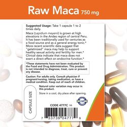 Now Foods Raw Maca Dietary Supplement, 750mg, 90 Veg Capsules