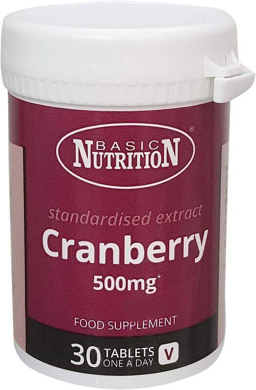 

Basic Nutrition Cranberry Tablets Herbal Supplement, 500mg, 30 Tablets