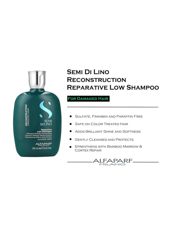 Alfaparf Paraben & Paraffin Free Milano Semi Di Lino Reconstruction Reparative Shampoo for Damaged Hair, 250ml