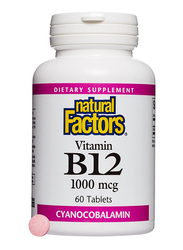 Natural Factors Vitamin B12 Cyanocobalamin, 1000mcg, 60 Tablets