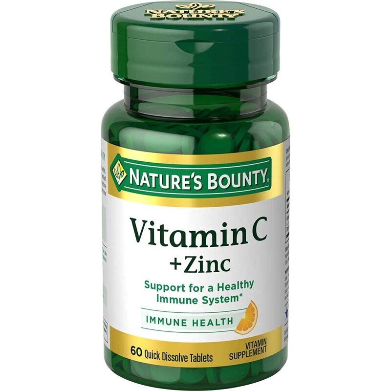 Nature's Bounty Quick Dissolve Vitamin C + Zinc Vitamin Supplement, 60 Tablets