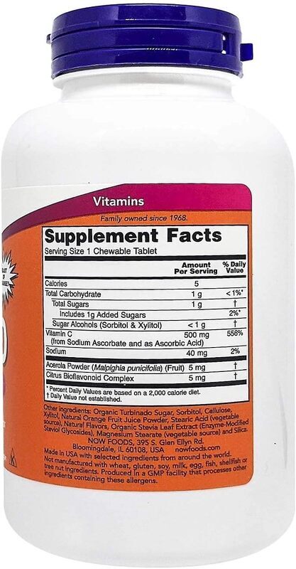 Now Foods Vitamin C-500 Chewable Lozenges, 100 Tablets