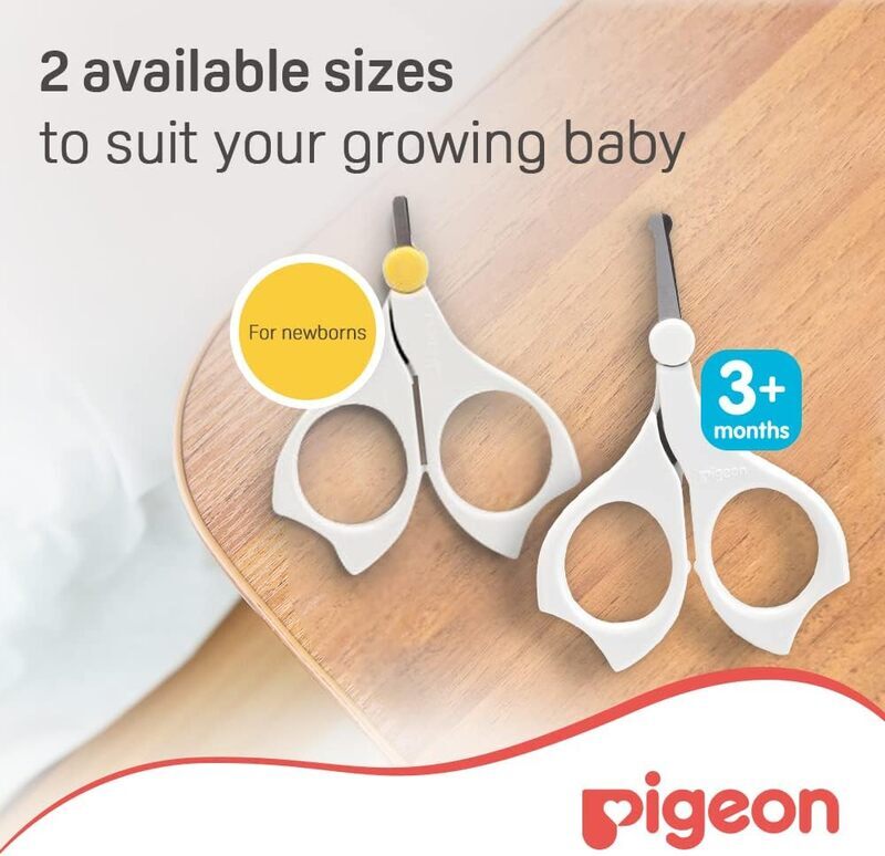 Pigeon Safety Nail Scissors with Cap For Baby'S Soft Nails BPA Free, White