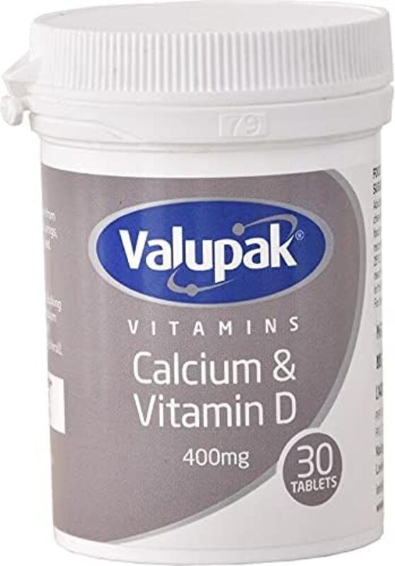 Valupak Calcium & Vitamin D Supplement, 400mg, 30 Chewable Tablets
