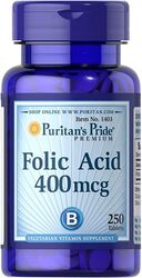 Puritan's Pride Folic Acid Tablets, 400mcg, 250 Tablets