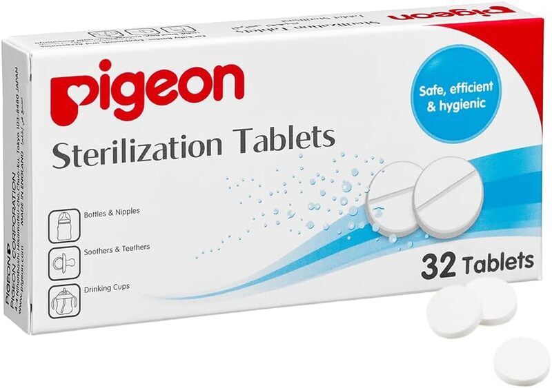 Pigeon Rinse-Free Sterilization Tablets, 32 Tablets, White