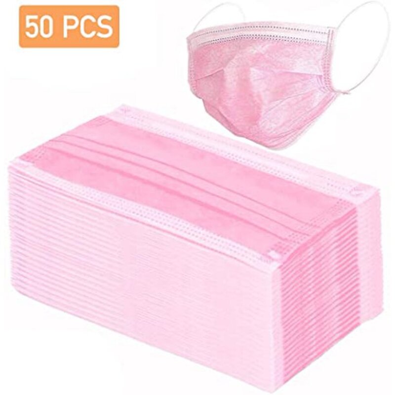 FACE MASK 3PLY DISP  50S  - LIGHT PINK