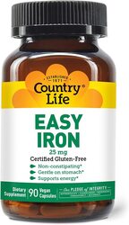 Country Life Easy Iron Dietary Supplement, 25mg, 90 Capsules