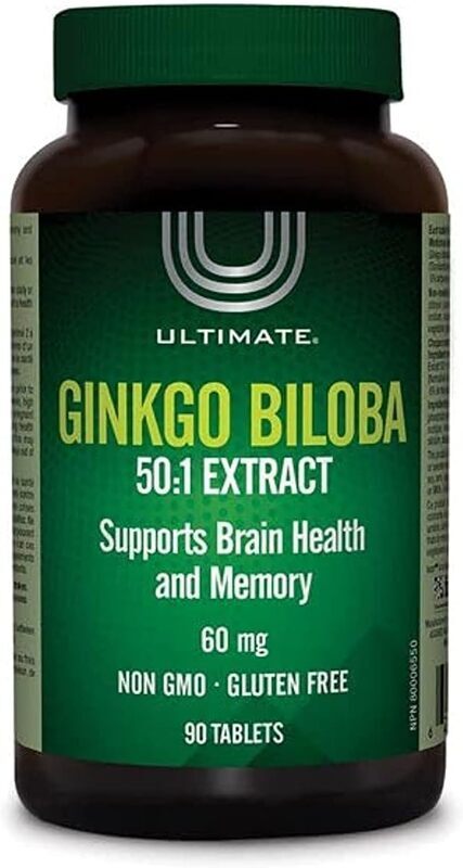 Ultimate Ginkgo Biloba Supports Brain Health and Memory, 60mg, 90 Tablets