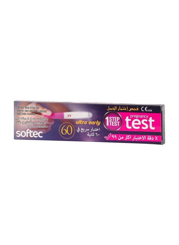 Softec Midstream 1 Step Pregnancy Test, White/Pink