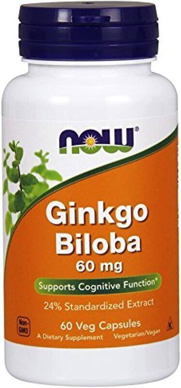 Now Ginkgo Biloba Dietary Supplement, 60mg, 60 Vegetable Capsules