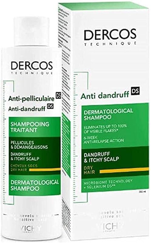 Vichy Dercos Anti Dandruff Shampoo for Dry Hair, 200ml