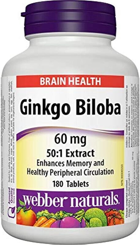 Webber Naturals Ginkgo Biloba, 60mg, 90 Tablets