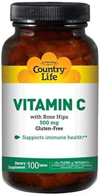 

Country Life Vitamin C Rose Hips Dietary Supplement, 500mg, 100 Tablets