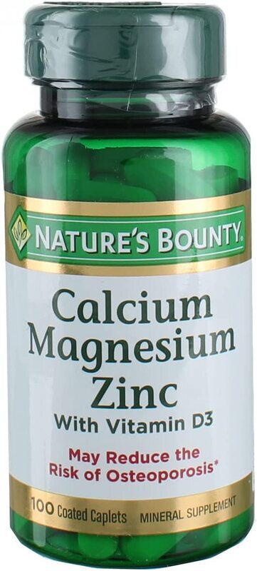 Nature's Bounty Calcium Magnesium Zinc Dietary Supplement, 100 Caplets