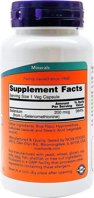 Now Foods Selenium Supplements, 200Mcg, 90 Capsules