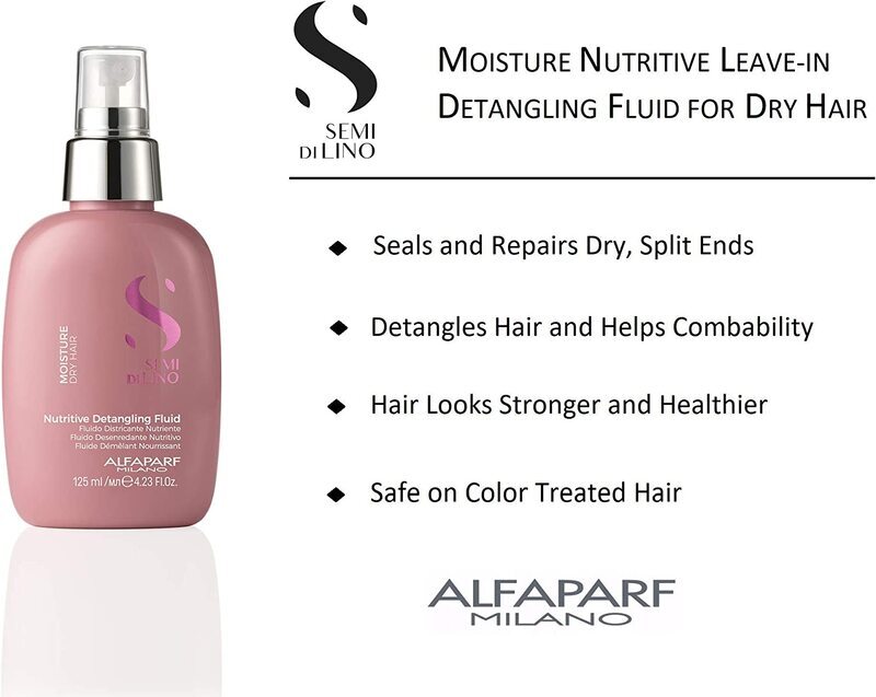 Alfaparf Milano Semi Di Lino Moisture Nutritive Leave-In Detangling Fluid for Dry Hair, 125ml