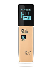 Maybelline New York Fit Me Matte & Poreless Foundation 16h Oil Control with SPF 22, 120, Beige