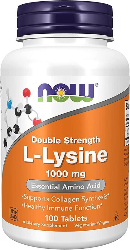 Now Foods L-Lysine Dietary Supplement, 1000mg, 100 Tablets