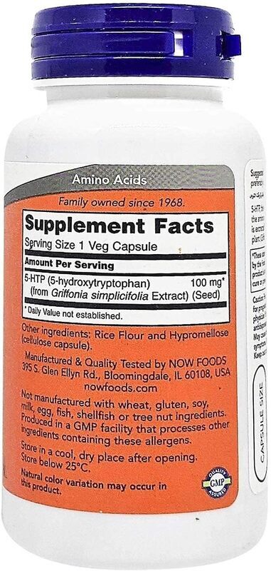 Now Foods 5-HTP Vitamins, 100mg, 60 Capsules