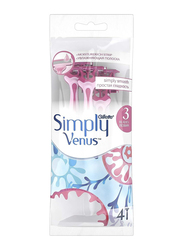 Gillette Simply Venus 3 Plus Disposable Razor Set, 4 Pieces