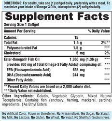 Puritan's Pride Omega-3 Fish Oil Dietary Supplement, 1360mg, 60 Softgels