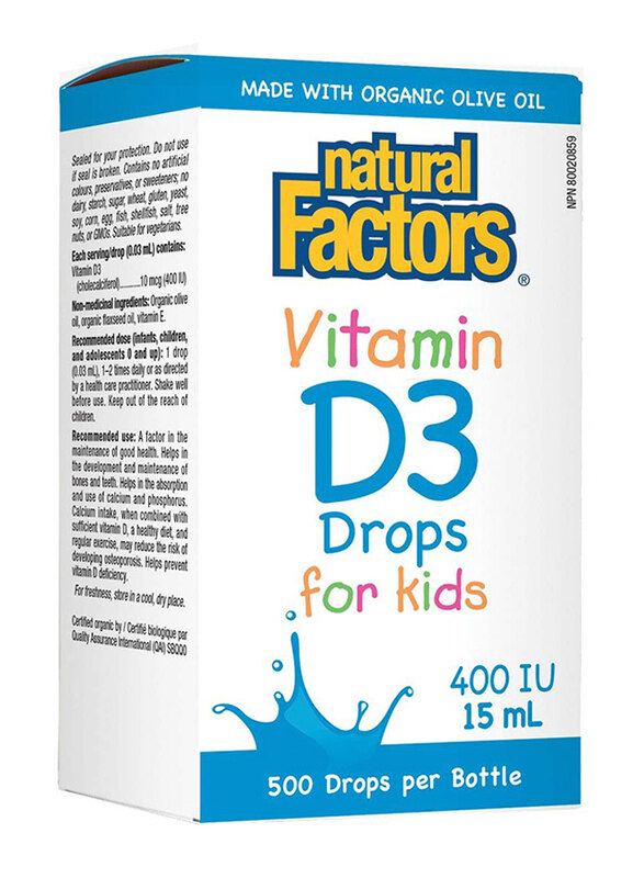 

Natural Factors Vitamin D3 Drops for Kids, 400 IU, 15ml