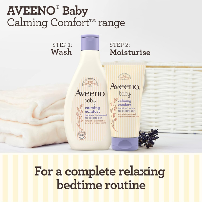 Aveeno 150ml Baby Calming Comfort Bedtime Lotion with Natural Oat Extract & Gentle Lavender Scent