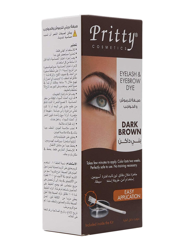 Pritty Eyelash & Eyebrow Dye Kit, Dark Brown