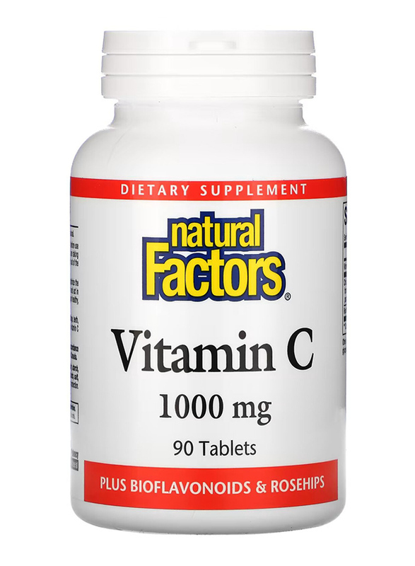Natural Factors Vitamin C Plus Bioflavonoids and Rosehips, 1000mg, 90 Tablets