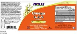 Now Omega 3-6-9 Dietary Supplement, 1000mg, 100 Softgels