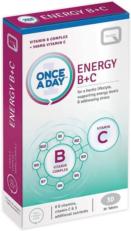 Quest Once-A-Day Energy B+C- Supports Hectic Lifestyles & Contains Nutrients to Reduce Tiredness & Fatigue with Vitamin B & C Complex, 30 Tablets