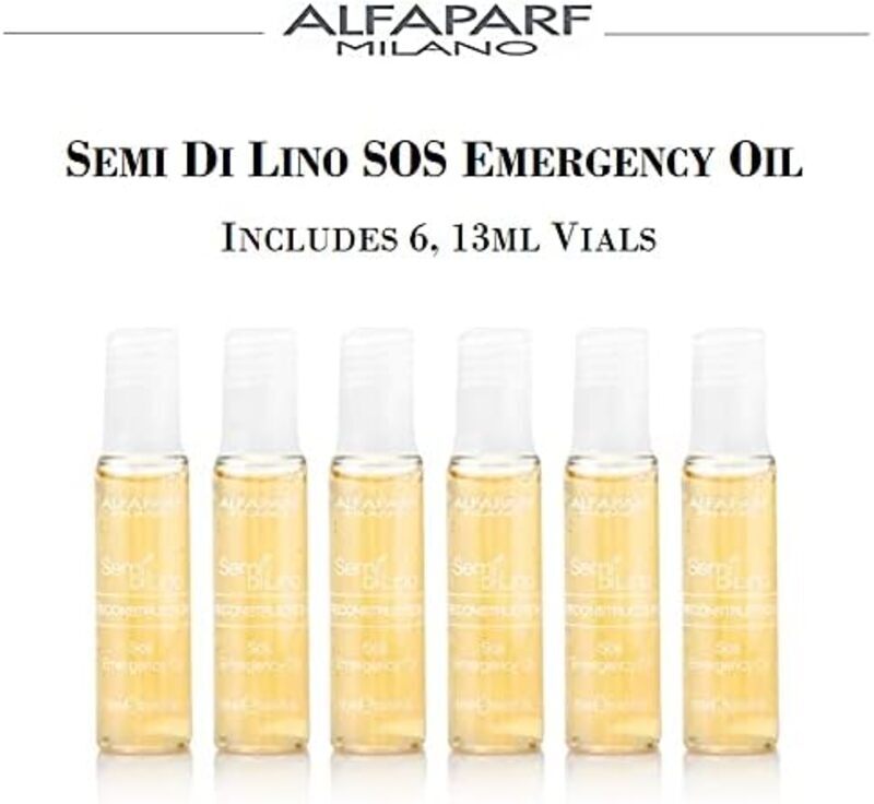 Alfaparf Milano Semi Di Lino Reconstruction Reparative SOS Emergency Oil for Damaged Hair, Set