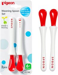 Pigeon BPA-Free Soft-Tip Feeding Spoon Set with Stopper, 6+ Months, 2 Pieces, Multicolour