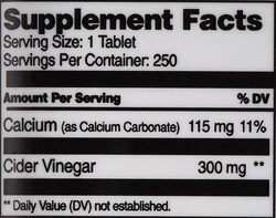 21St Century Apple Cider Vinegar Dietary Supplement, 300mg, 250 Tablets