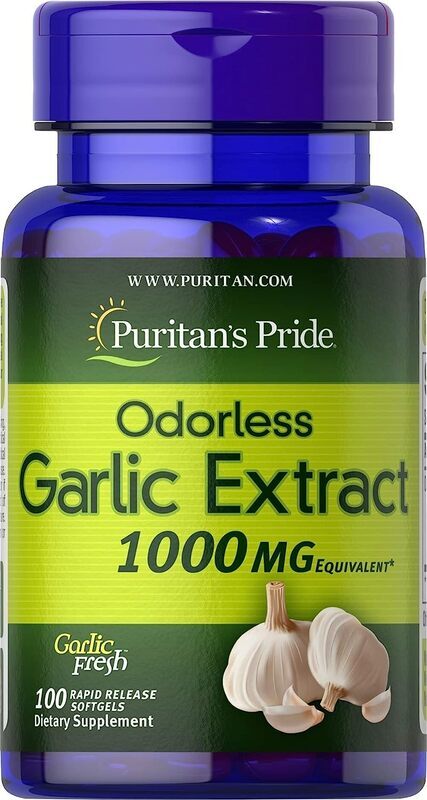 Puritan's Pride Odourless Garlic Herbal Supplement, 1000mg, 100 Softgels