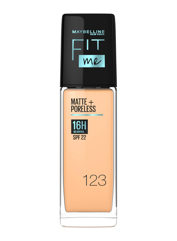 Maybelline New York Fit Me Matte & Poreless Foundation 16h Oil Control with SPF 22, 123, Beige