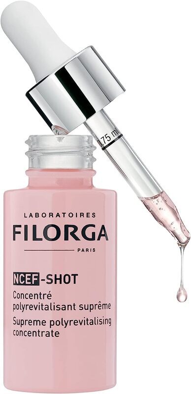 Laboratoires Filorga Paris NCEF-Shot Revitalizing Ultra-Concentrated Face Serum with Intensive Anti Aging Formula for Reduced Wrinkles, 0.5oz