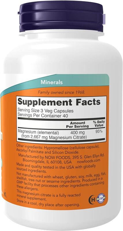 NOW MAGNESIUM CITRATE 400 MG CAPS 120S