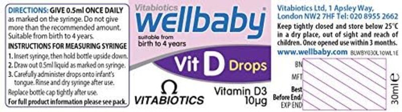 Vitabiotics Wellbaby Vitamin D Drops, 30ML