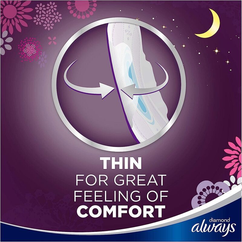 Always All in One Ultra Thin Night Sanitary Pads With Wings, 6 Pieces