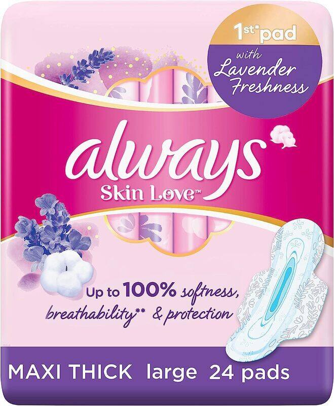 

Always Skin Love Lavender Freshness Pads, Large, 24 Pieces