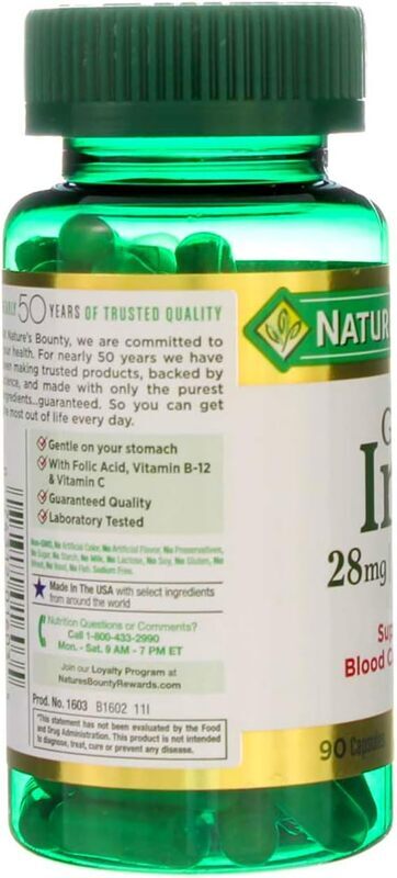 Nature's Bounty 90s Easy Iron Mineral Supplement, 90 Capsules
