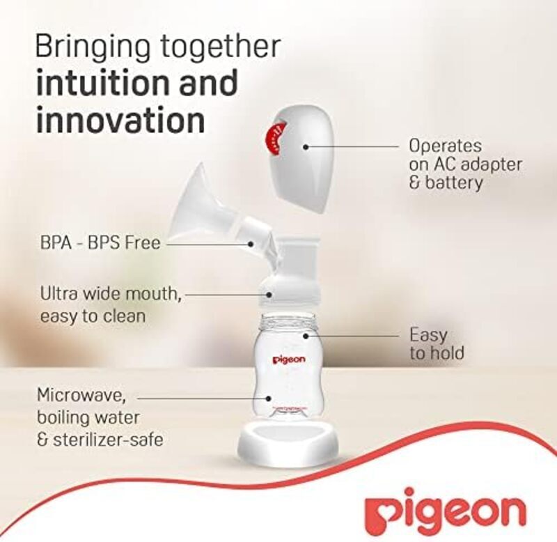 Pigeon Tube-Free & Easy One-Touch Design Portable Electric Breast Pump, White