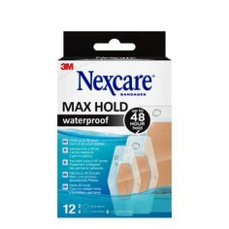 

Nexcare Max Hold Waterproof Bandages Asstd Pack 12S