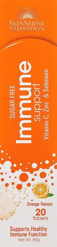 Sunshine Nutrition Immune Support Orange Flavour Effervescent, 20 Tablets