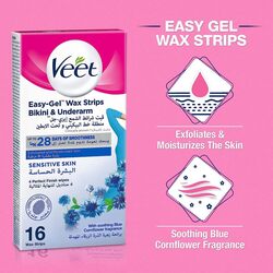 Veet Easy Gel Ready to Use Wax Strips, 16 Strips