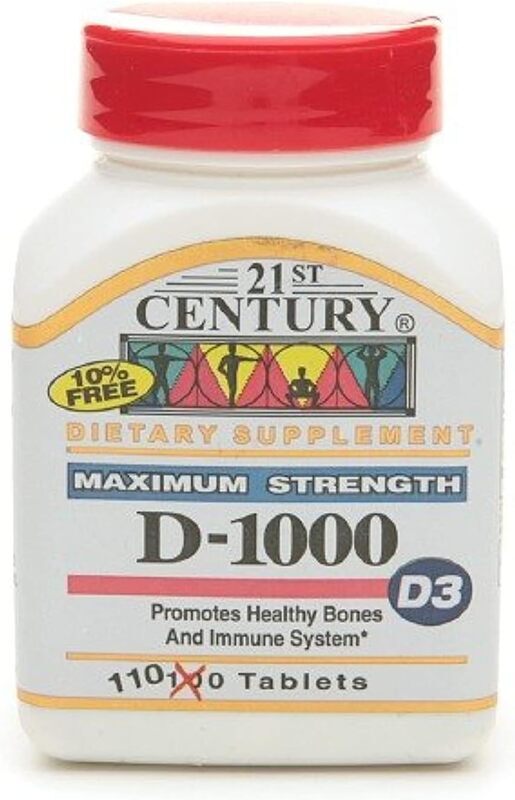 21St Century D-1000 Maximum Strength D3 Dietary Supplement, 110 Tablets