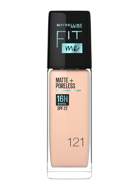 Maybelline New York Fit Me Matte & Poreless Foundation 16h Oil Control with SPF 22, 121, Beige